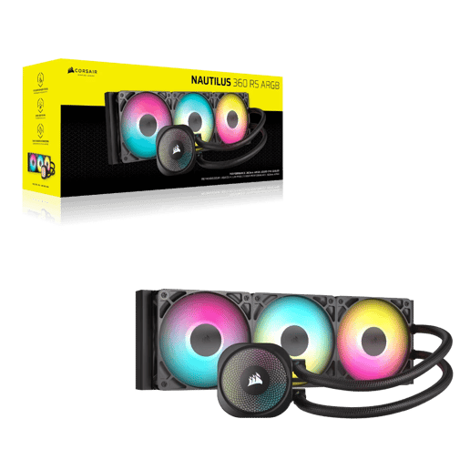 Corsair NAUTILUS 360 RS 360mm ARGB AiO Liquid CPU Cooler in Black